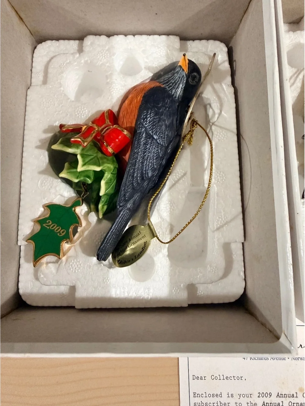The Danbury Mint Annual Gold Christmas Bird Ornaments Set 2004-2012